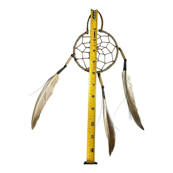 Handcrafted Dreamcatcher With Feathers 4" Diameter Southwest Real Boho Decor - Picture 5 of 6